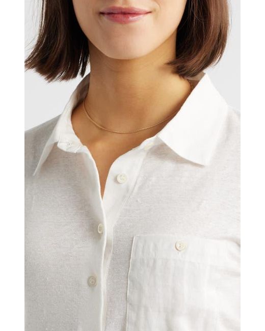 FRAME White The Caddy Stretch Linen Polo