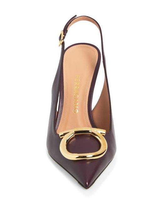 Ferragamo Brown Sara Pointed Toe Slingback Pump