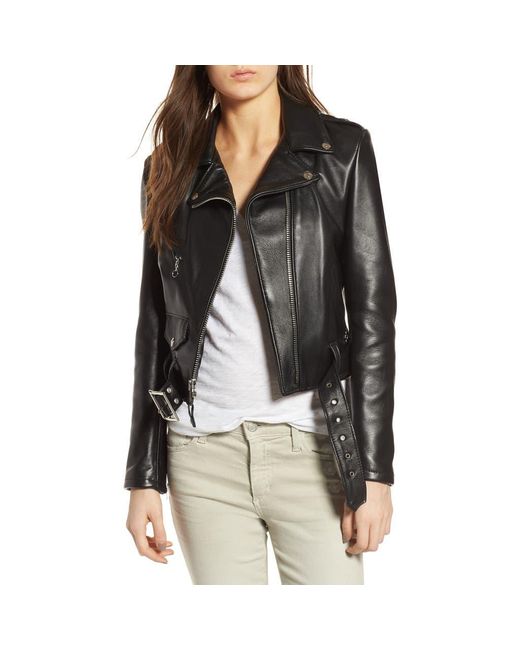 Schott Nyc Gray Crop Leather Jacket