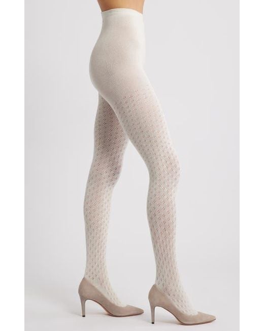 Hue White Diamond Pointelle Sweater Tights