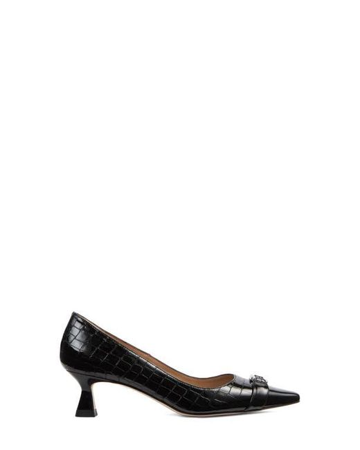 L.K.Bennett Black Jen Croc Embossed Pointed Toe Pump