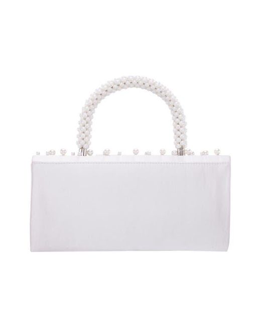 Nina White Gaia Faux Pearl Top Handle Bag
