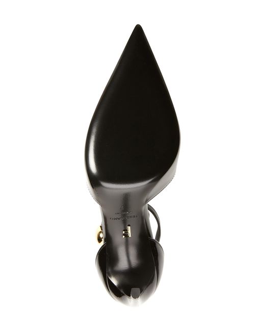 Ferragamo Black Odette Pointed Toe T-strap Pump