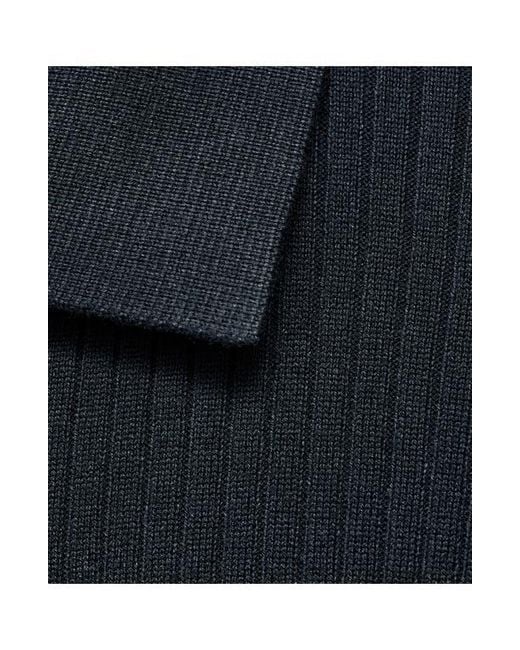 Mango Blue Ribbed Full Button Cardigan for men