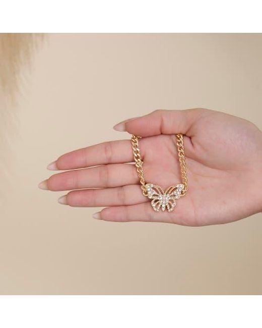 Jessica Simpson Metallic Butterfly Pendant Chain Necklace