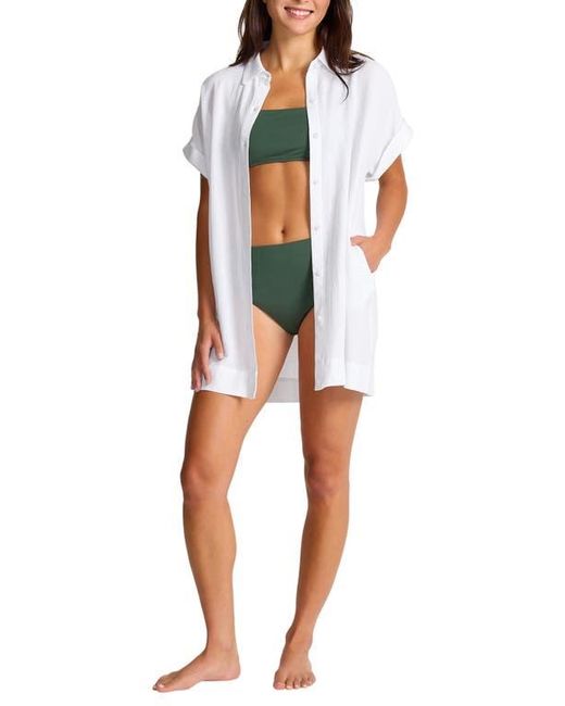 Tommy Bahama White Textured Cover-Up Shirtdress