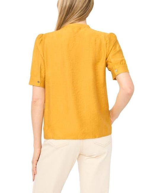 Halogen® Yellow Pintuck Pleat Button-Up Top