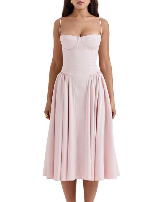 House Of Cb Pink Samaria Corset Fit & Flare Dress