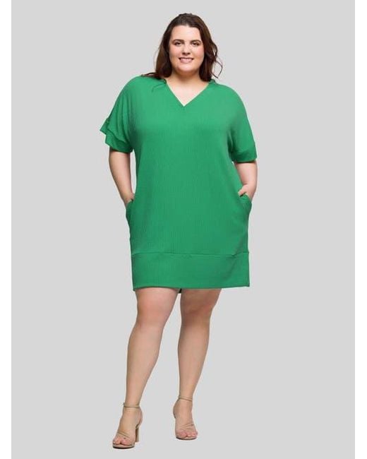 green emerald velvet dress Plus Size Stretch Naturals Short Sleeve Dress Classic Colors