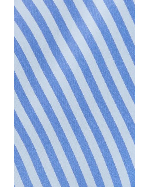 Tahari Blue Stripe Long Sleeve Faux Wrap Dress