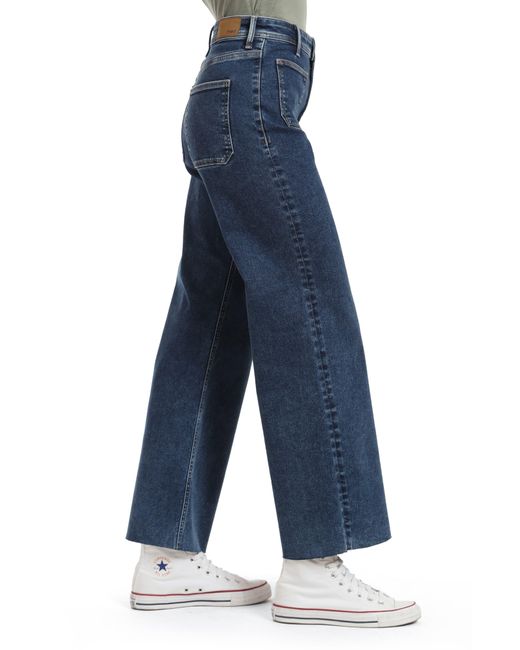 Mavi Blue Paloma Marine Patch Pocket Raw Hem High Waist Wide Leg Jeans