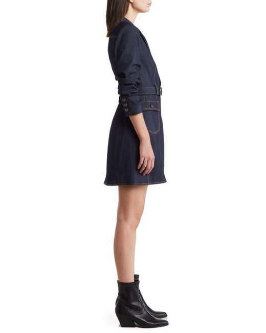 Cinq À Sept Blue Jenessa Belted Denim Blazer Dress