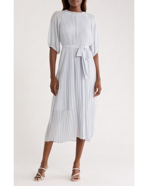 MELLODAY Blue Pleated Long Sleeve Dress