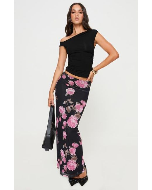 Princess Polly Black Modalla Floral Print Mesh Maxi Skirt