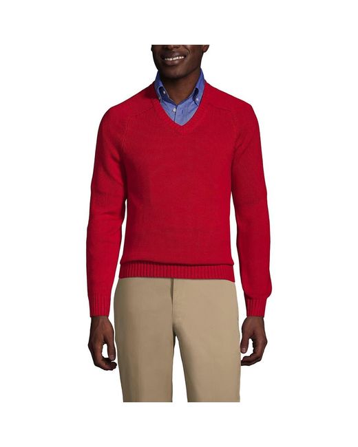 Lands End School Uniform Young Cotton Modal V Neck Sweater in Red for Men Lyst