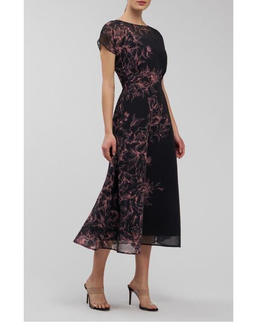 Kay Unger Black Mariellla Floral Cocktail Dress