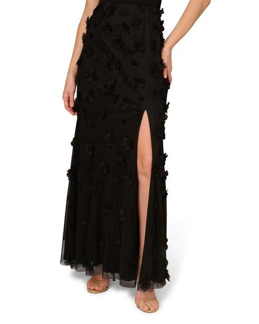 Aidan Mattox by Adrianna Papell Women's Black Floral Appliqué Off