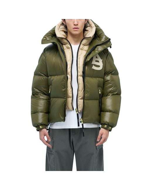 Alpha Style Green Kudu Hooded Puffer Down Jacket for men