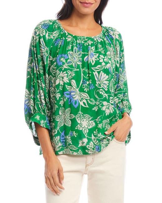 Karen Kane Green Floral Print Crepe Top