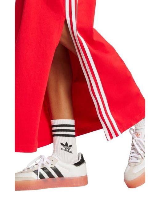 Adidas Originals Red Adicolor 3-Stripes Maxi Dress