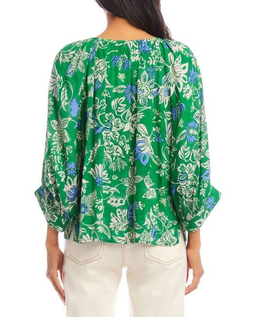 Karen Kane Green Floral Print Crepe Top