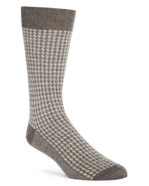 Canali Gray Houndstooth Cashmere & Silk Dress Socks for men
