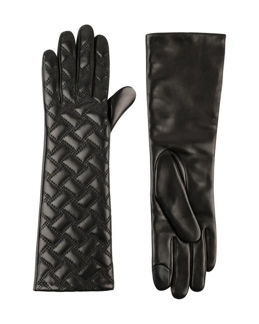 Kurt Geiger Black Long Quilted Leather Gloves