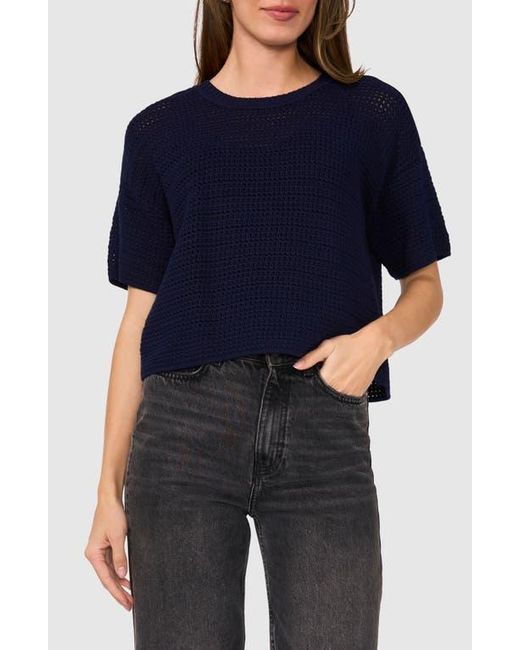 Halogen® Black Open Stitch Crewneck Sweater