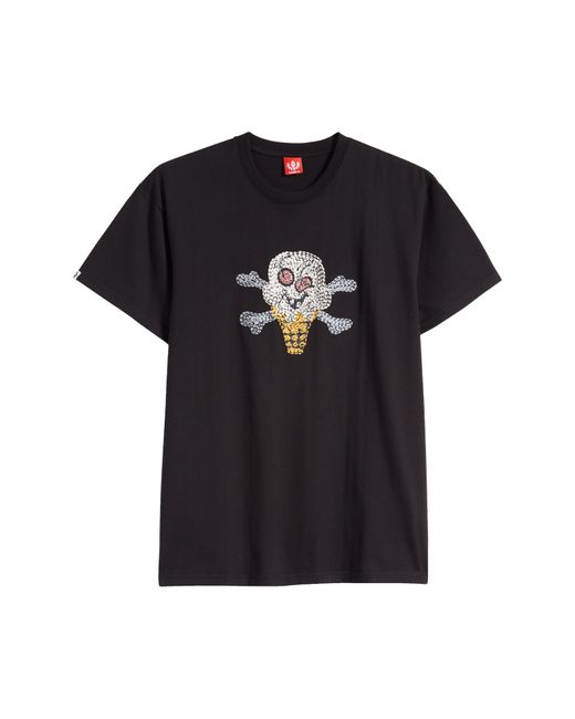 ICECREAM Black Cherry Face Embroidered T-shirt for men