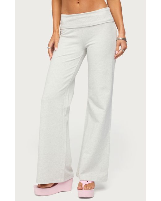 Edikted White Sequin Foldover Sweatpants