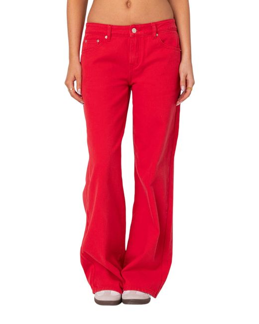 Edikted Red Roman Flare Jeans