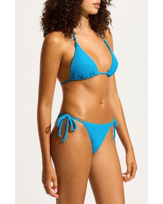 Seafolly Blue Rio Side Tie Bikini Bottoms
