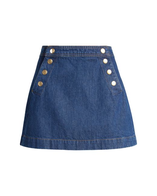 FRAME Blue Sailor Snap Denim Skirt