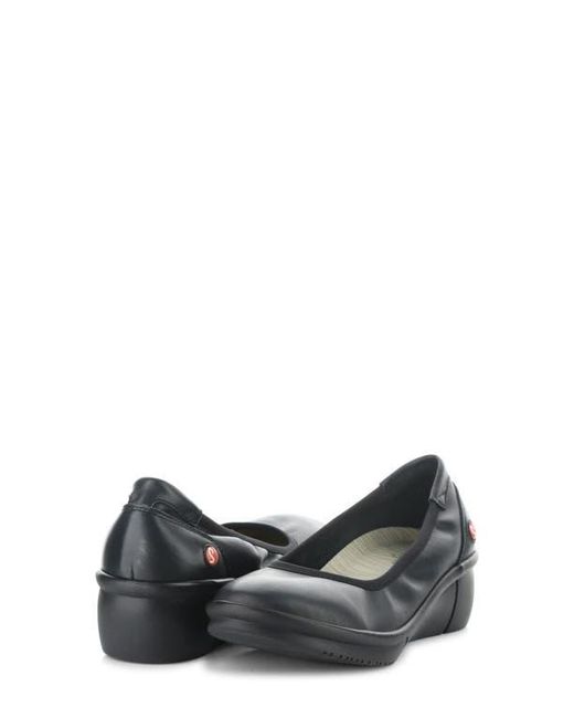 Softinos Black Rem Platform Wedge Pump