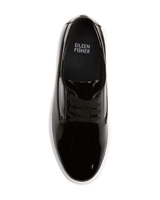 Eileen Fisher Black Prop Patent Platform Sneaker