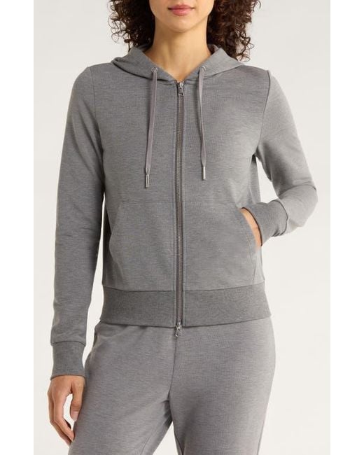 Mpg Gray Slim Fit Cozy Recycled Polyester Blend Fleece Full Zip Hoodie