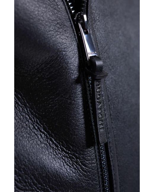 Bugatchi Black Genuine Shearling Biker Jacket for men