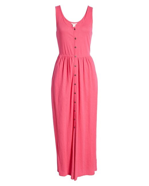 Caslon Casual Button Front Knit Maxi Dress In Pink Rouge At