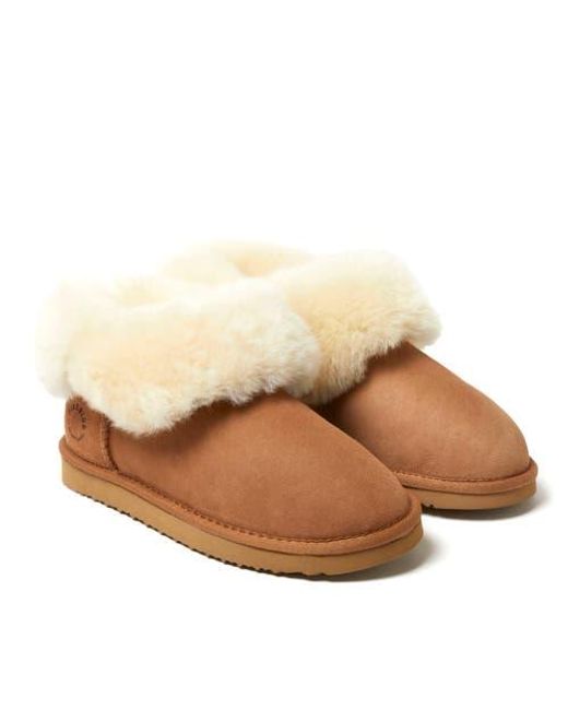 Dearfoams Brown Fireside Perth Genuine Shearling Foldover Boot