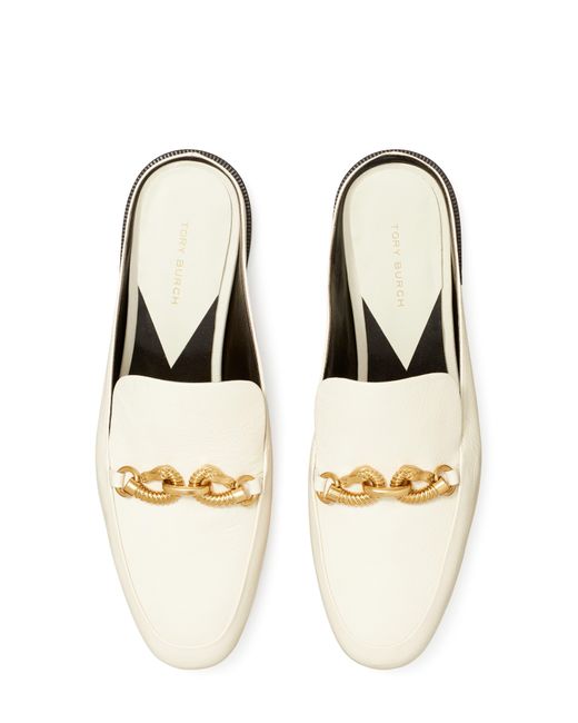 Tory Burch White Jessa Backless Loafer