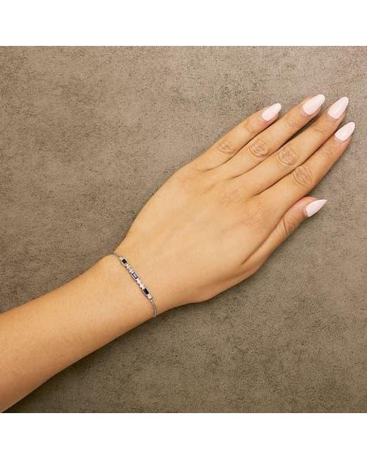 Haus of Brilliance Blue 925 Sterling Created Sapphire And Sapphire Bolo Bracelet