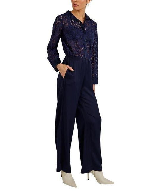 Bella Dahl Blue Sleek Wide Leg Pull-On Pants
