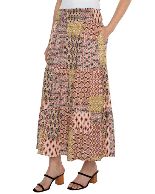 Liverpool Los Angeles Multicolor Tiered Patchwork Maxi Skirt