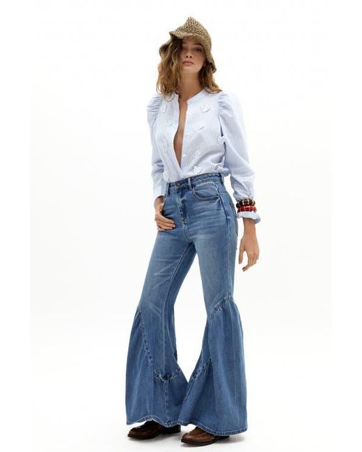 Lanhtropy Blue Boho Denim Pants