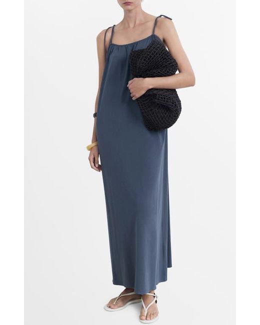 Mango Blue Cotton Maxi Dress