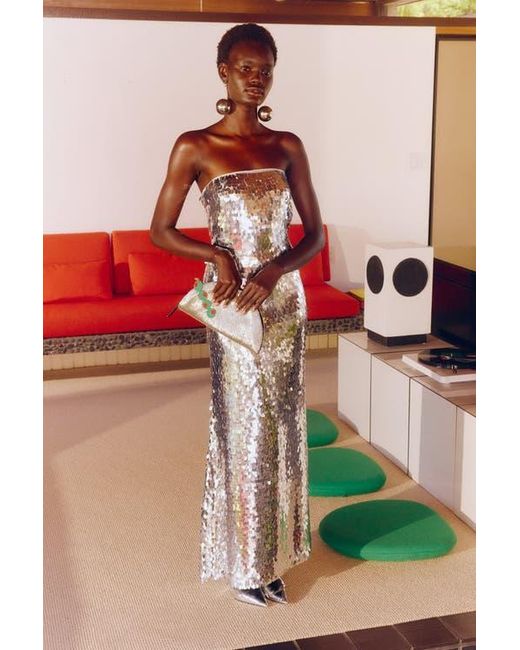 teardrop sequin dress ASOS Asos Design Tall Embellished Teardrop Sequin Midi Dress With Cut Out Waist Detail in White