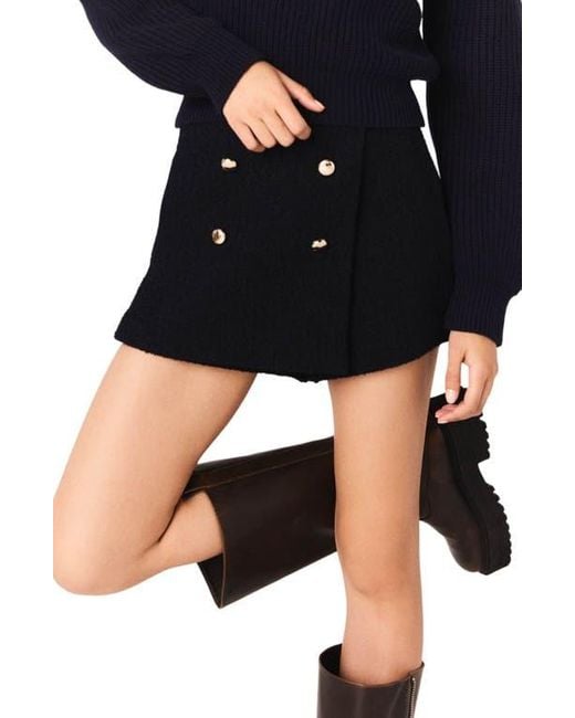 Maje Black Tweed Shorts With Contrast Band