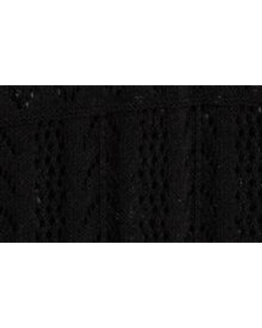 Elan Black Lace Knit Long Sleeve Cover-Up Midi Dress