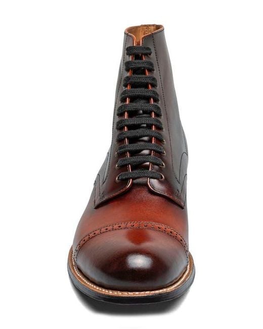 Stacy Adams Brown Madison Cap Toe Lace Up Boot for men