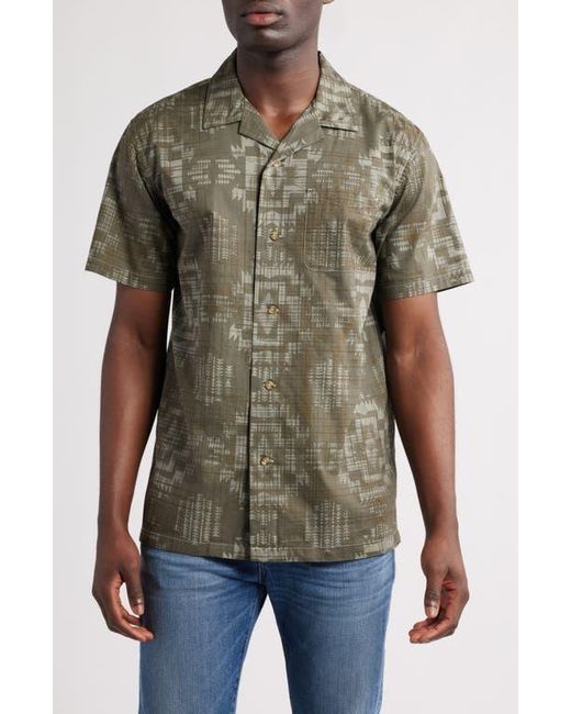 Pendleton Green Geo Pattern Cotton Camp Shirt for men